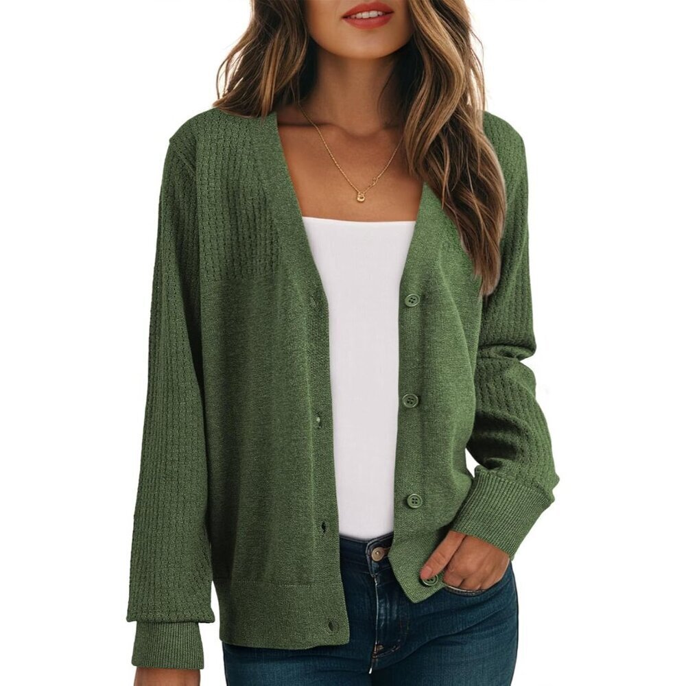 Womens Wool Blend Cardigan Long Sleeve Button Sweater Casual Fall Winter
